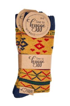 2 Paar TippTexx 24 Hygge Wollsocken, kuschelige Norwegersocken